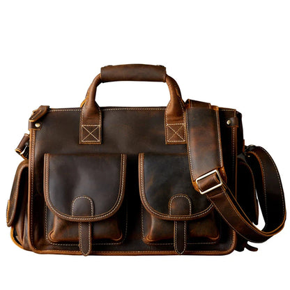 Trendha Men's Personality Leather Postman Handbag - A premium full-grain leather bag with a timeless British design, perfect for the modern gentleman