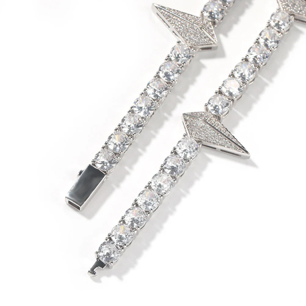 Premium men's copper necklace with zircon stones in a geometric design, available in various lengths and colours
