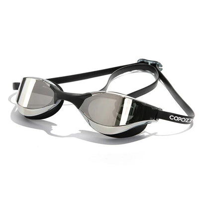 Premium British-made swimming goggles with anti-fog and UV protection technology, designed for clear visibility and comfort in pools, beaches, and water parks.