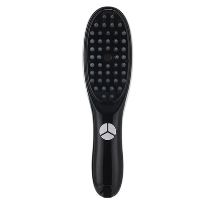 A sleek and compact electric scalp massager with micro-current stimulation and blue/red light therapy for promoting hair growth and scalp health