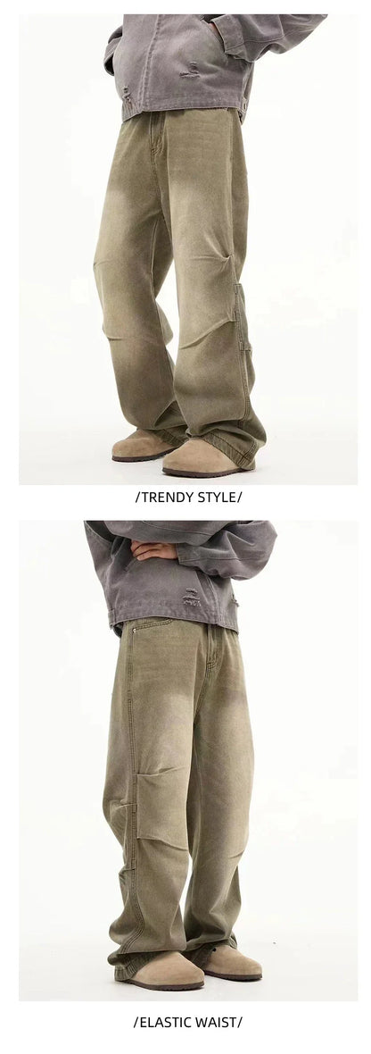 Stylish retro-inspired casual trousers with a distressed finish, available in a range of classic colours and sizes to suit the modern British consumer.