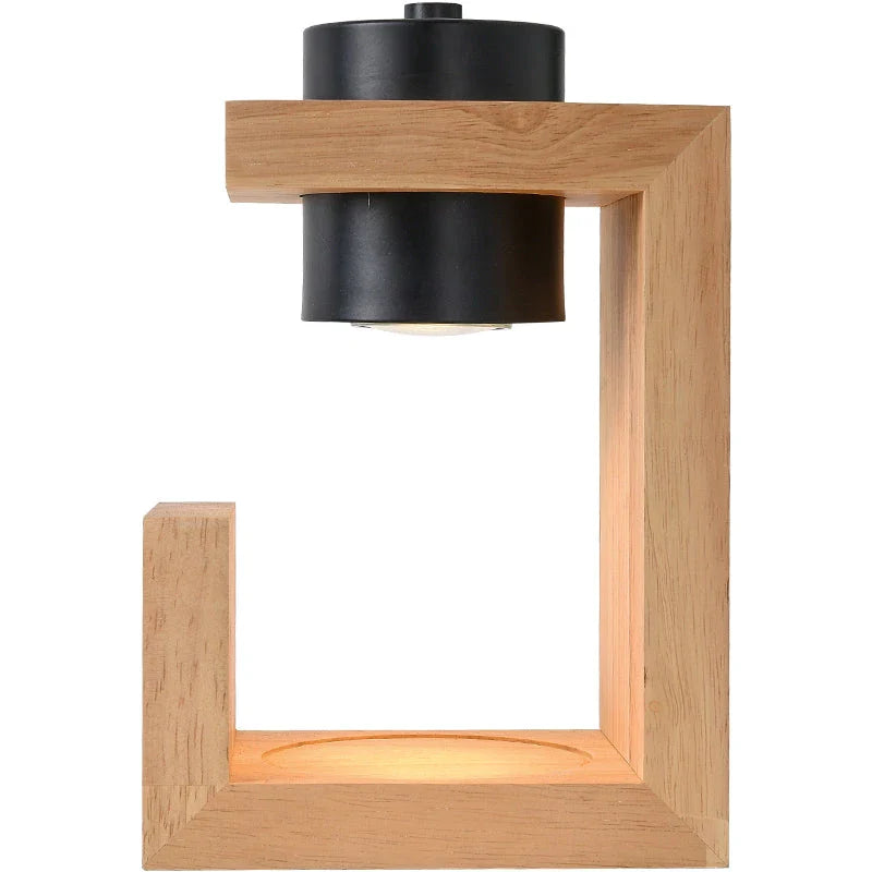Elegant Nordic-style candle warmer lamp with oak wood and iron construction, dimmer switch, and timer function