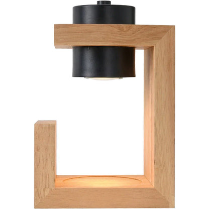 Elegant Nordic-style candle warmer lamp with oak wood and iron construction, dimmer switch, and timer function