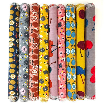Premium cotton cleaning cloths in vibrant colours for efficient, streak-free cleaning on various household surfaces