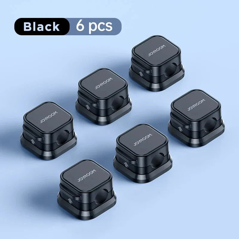 6-pack magnetic cable clips organiser with adjustable cord holder for desk, car, and home use