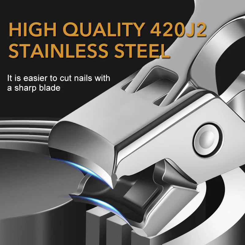 Premium stainless steel nail clippers with anti-splash design for effortless trimming of thick, tough toenails