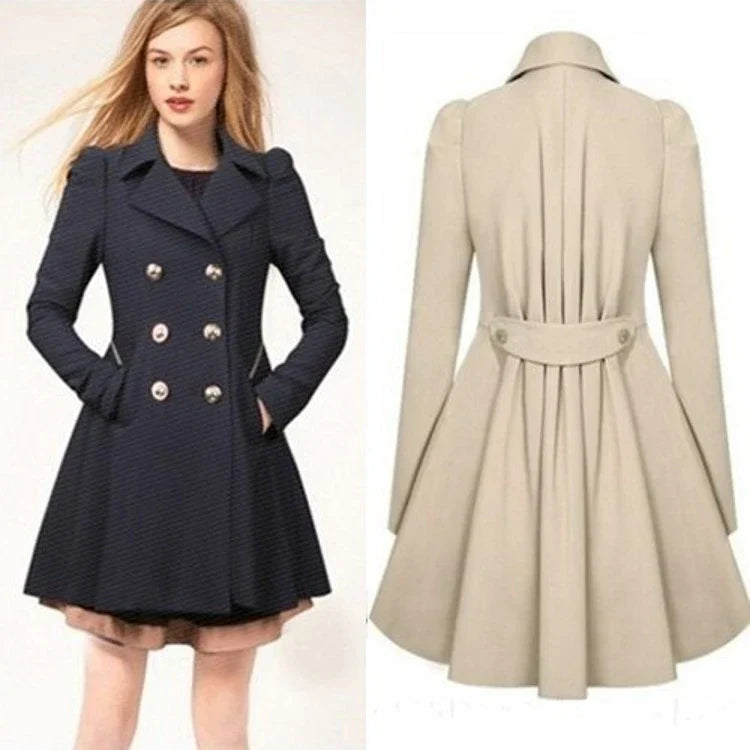 Sleek and sophisticated medium-length commuter coat in black, beige, and blue colours for British professionals