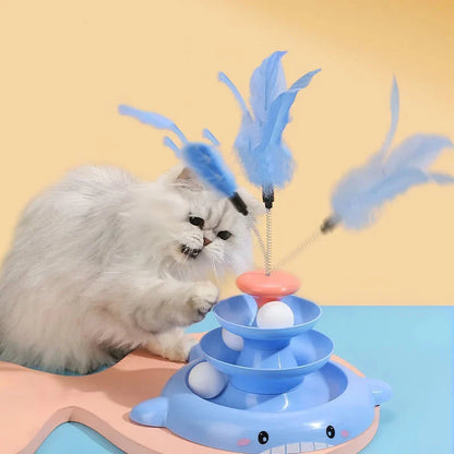 Premium Cat Swing Feeder Toy with Missing Food Ball Teasing Cat Stick and Turntable design for captivating playtime