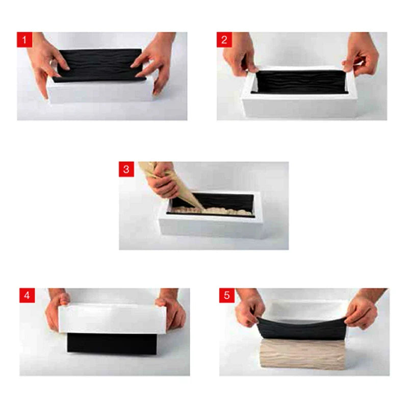 Premium silicone cake mould with woven heart-shaped and wood grain textures for creating delightful desserts