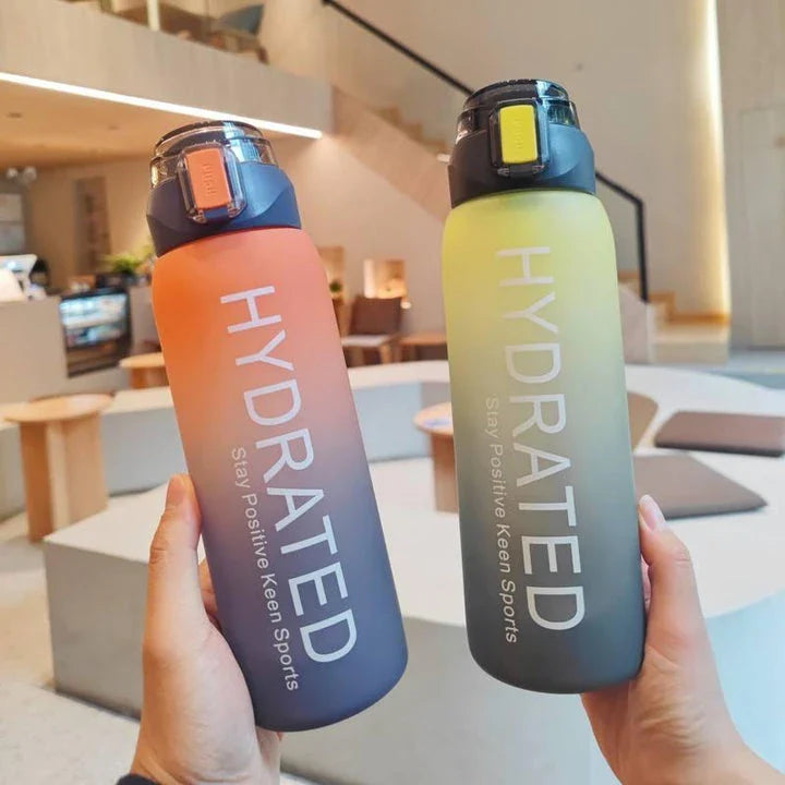 Trendha Large Capacity Gradient Frosted Water Bottle in Yellow - Stylish and Durable Hydration Solution