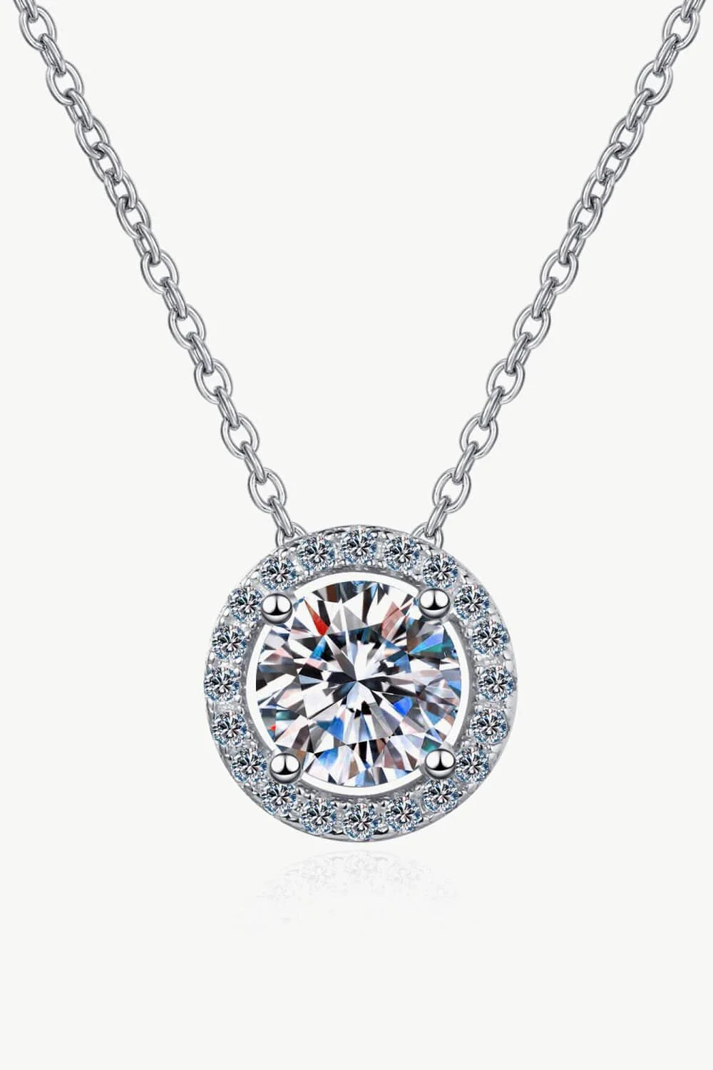 Exquisite 1-carat moissanite pendant necklace in 925 sterling silver with zircon accents