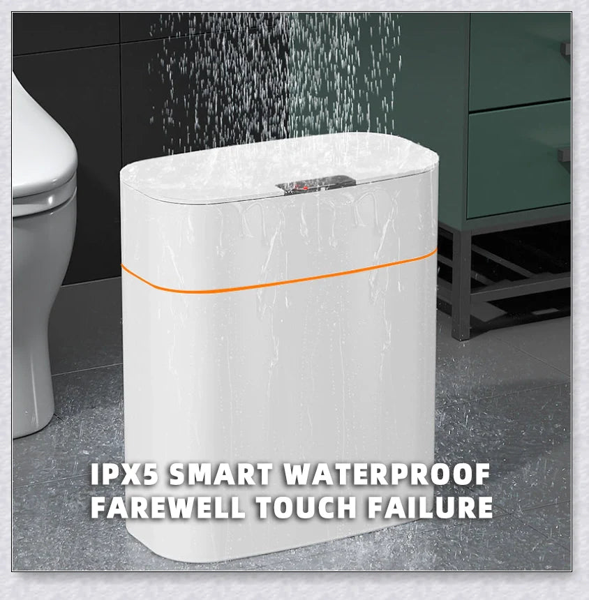 Sensor-powered bin with sleek design and touch-free motion-activated lid for effortless, hygienic waste disposal