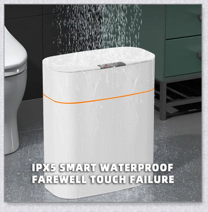 Sensor-powered bin with sleek design and touch-free motion-activated lid for effortless, hygienic waste disposal