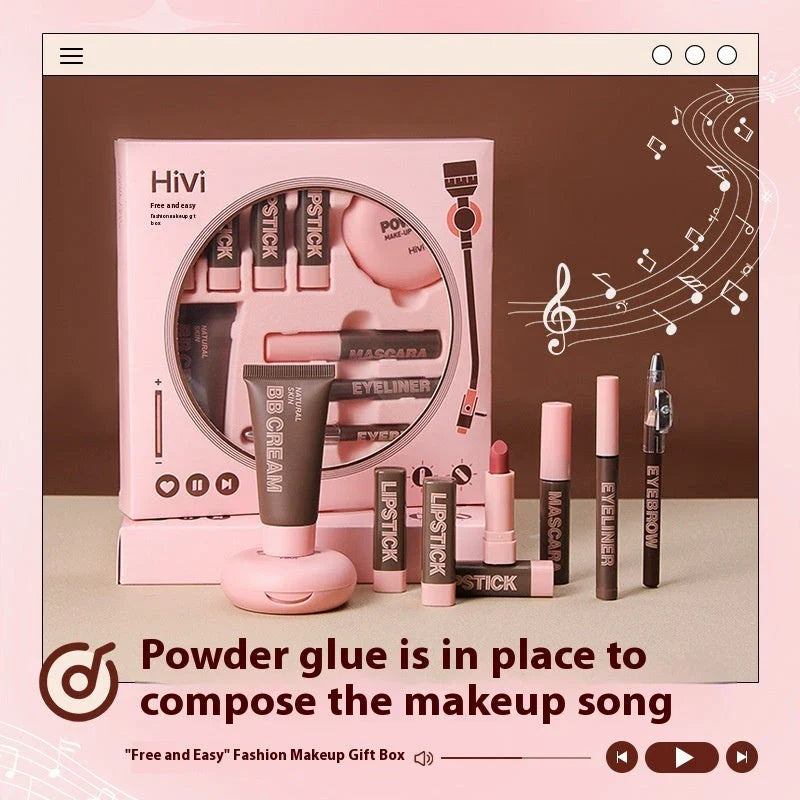 Chic Makeup Set with Matte Lipsticks, Honey Powder, and Eye Makeup Essentials