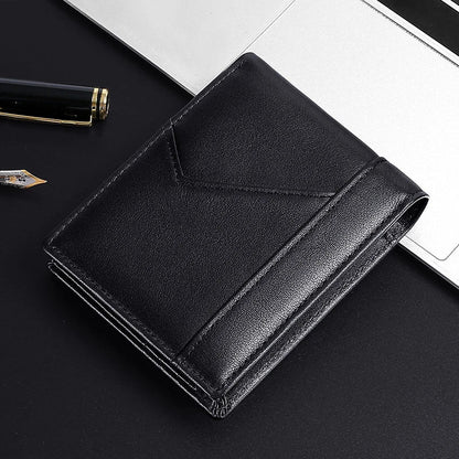 Premium leather wallet with RFID-blocking technology, featuring a smooth, elegant design for the discerning gentleman
