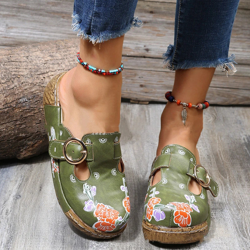 Elegant plum blossom totem pattern sandals and slippers in various vibrant colours