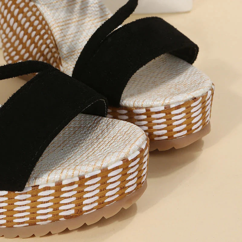 Elegant summer platform wedge sandals with a sleek peep toe design and adjustable ankle strap for a customised fit