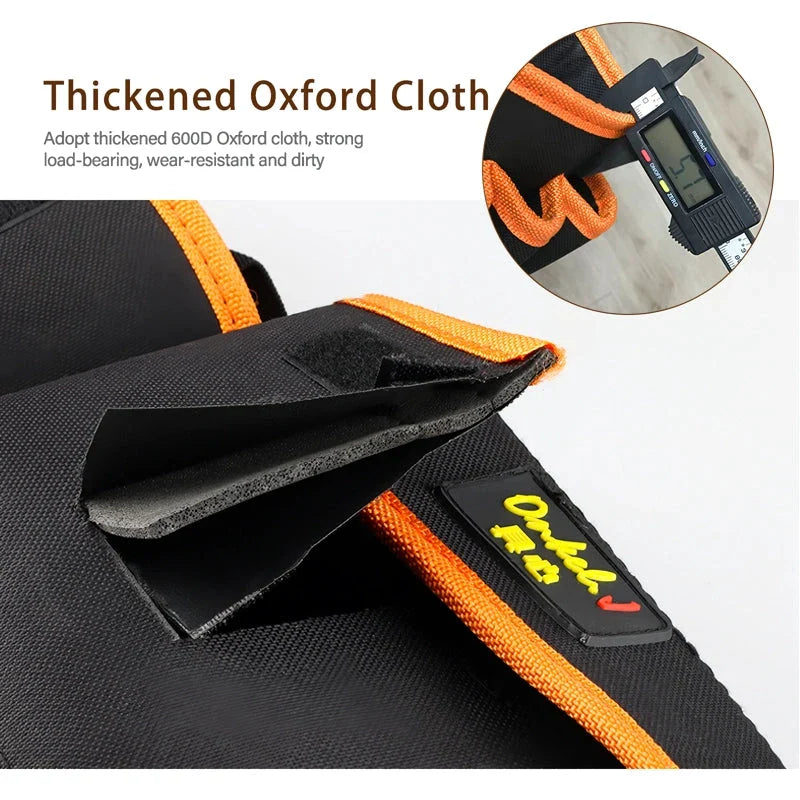 Premium Electrician's Tool Belt Organiser made from durable Oxford cloth with customisable tool slots and adjustable belt for hands-on tradespeople