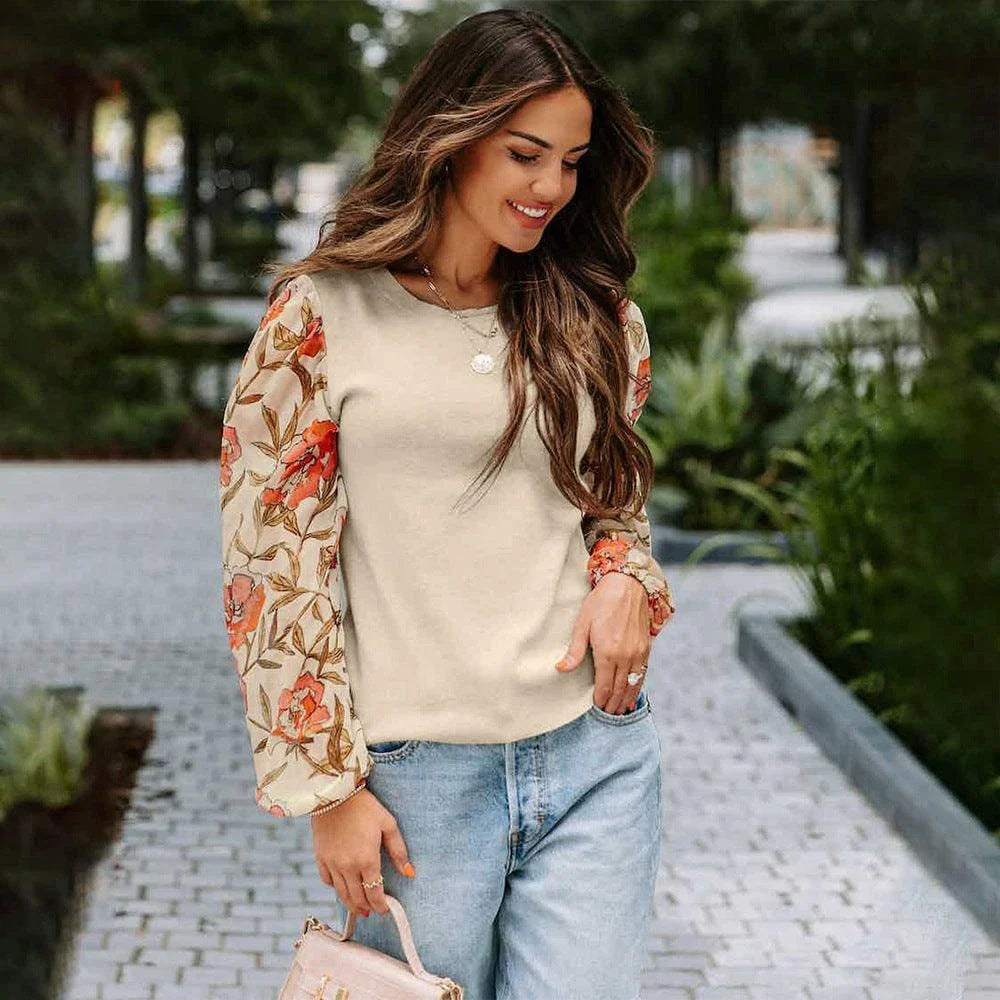 Stylish printed lantern sleeve casual top in various vibrant colours, perfect for the modern British woman's wardrobe