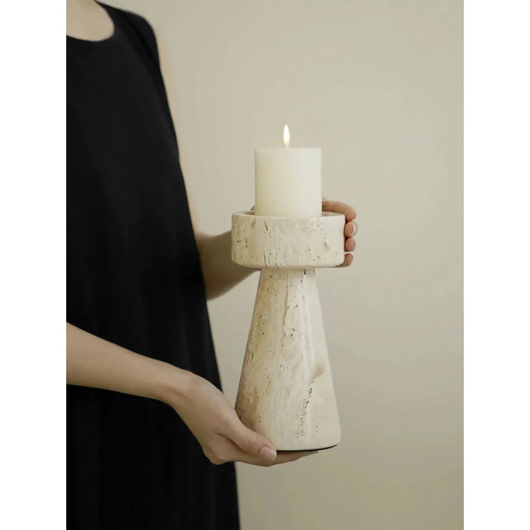 Minimalist Travertine Marble Candle Holder for Elegant Home Décor