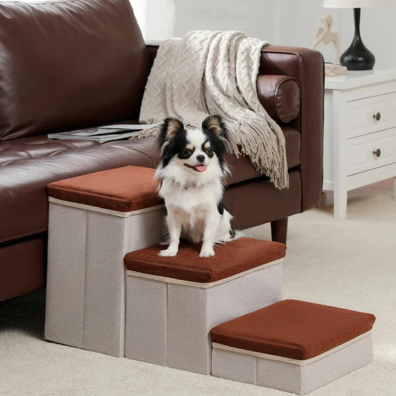 Durable 2-in-1 Pet Steps & Storage Ladder for Dogs and Puppies, made of high-quality wood with a hidden storage compartment