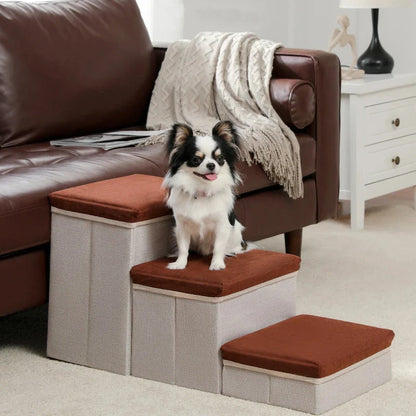 Durable 2-in-1 Pet Steps & Storage Ladder for Dogs and Puppies, made of high-quality wood with a hidden storage compartment