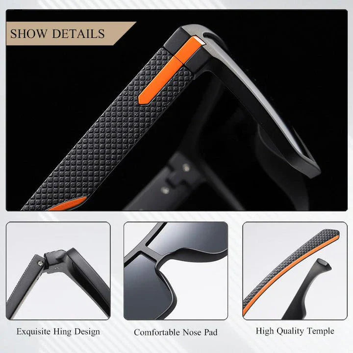 Sophisticated polarized square sunglasses with a modern and stylish design, offering enhanced visual clarity and UV protection.
