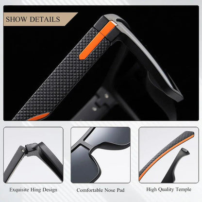 Sophisticated polarized square sunglasses with a modern and stylish design, offering enhanced visual clarity and UV protection.