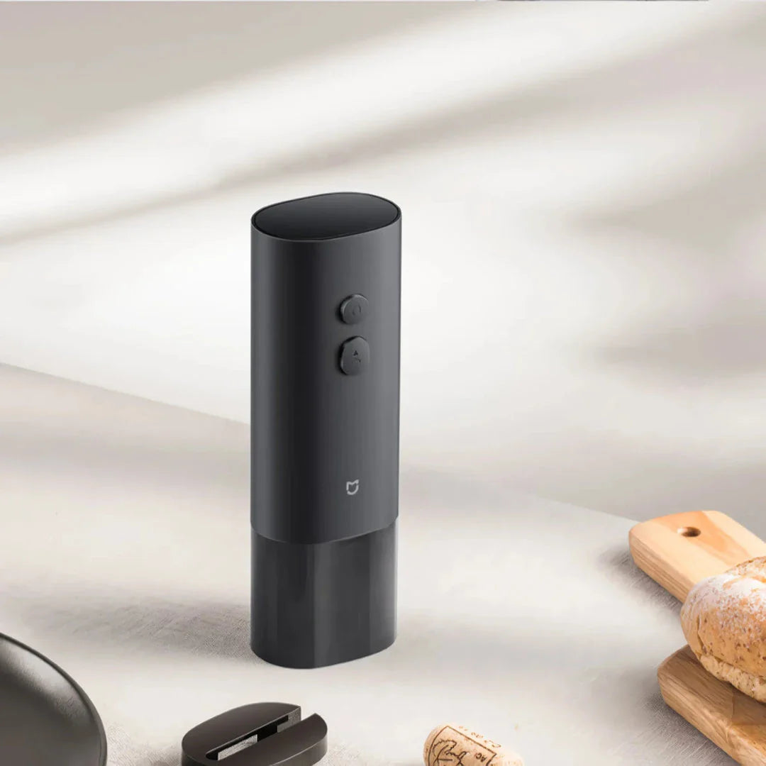 Automatic Electric Wine Bottle Opener with Concealed Foil Cutter in Sleek Black Finish