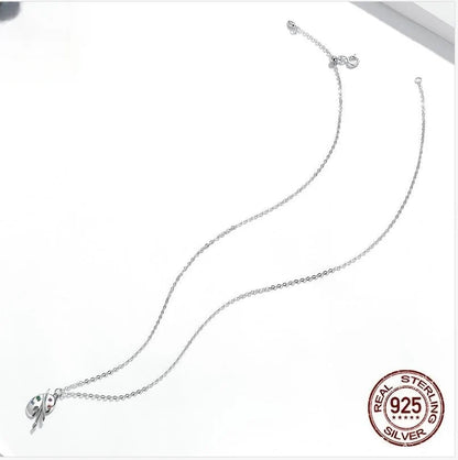 Elegant 925 silver necklace with white gold plated palette design and adjustable chain