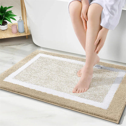 Luxury Microfibre Bathroom Mat with High-Density Memory Foam Core and Fast-Absorbing Coral Velvet Microfibre