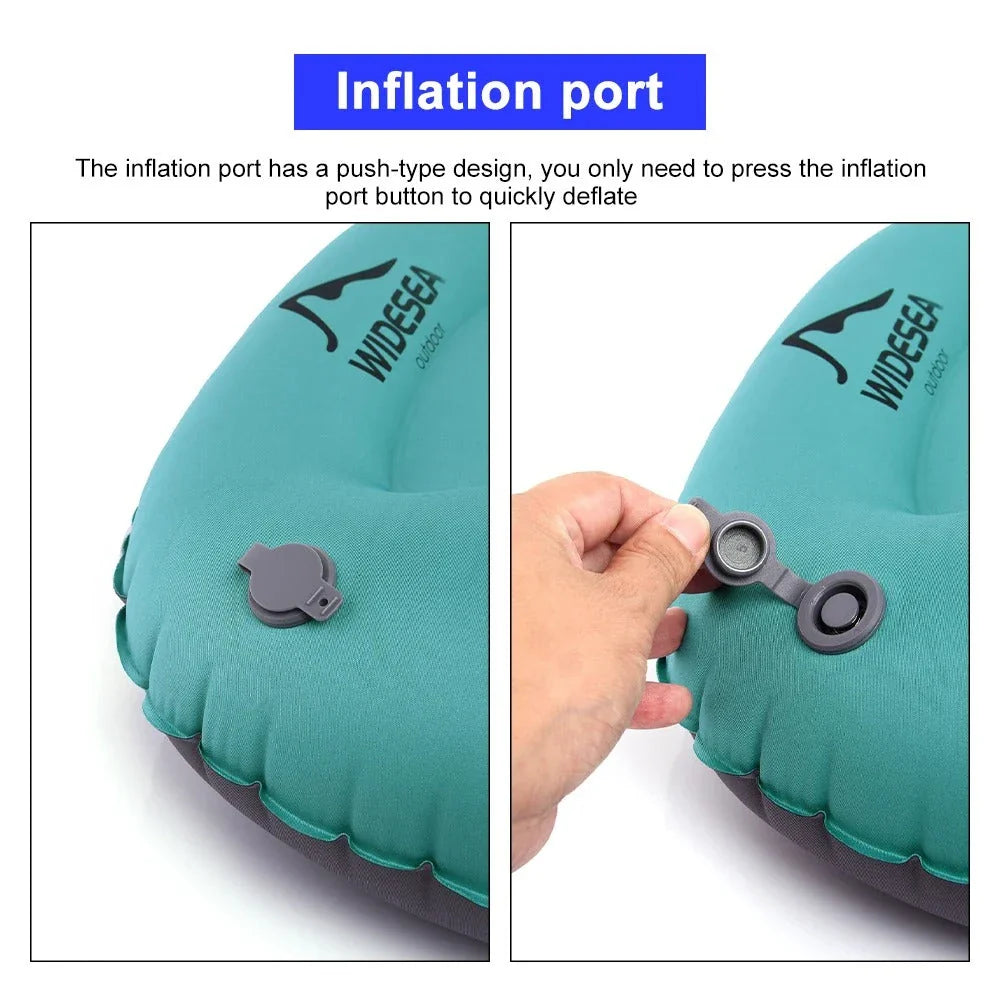 Premium inflatable camping pillow with ergonomic design for outdoor comfort and support