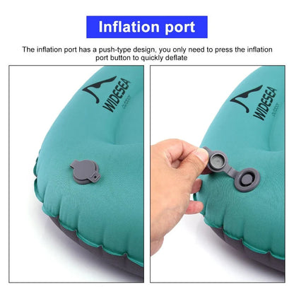 Premium inflatable camping pillow with ergonomic design for outdoor comfort and support