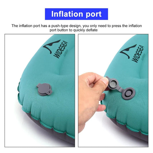 Premium inflatable camping pillow with ergonomic design for outdoor comfort and support