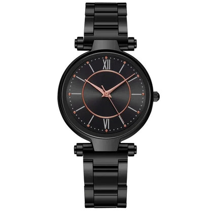 Exquisite rose gold stainless steel ladies' quartz watch with a classic, elegant design