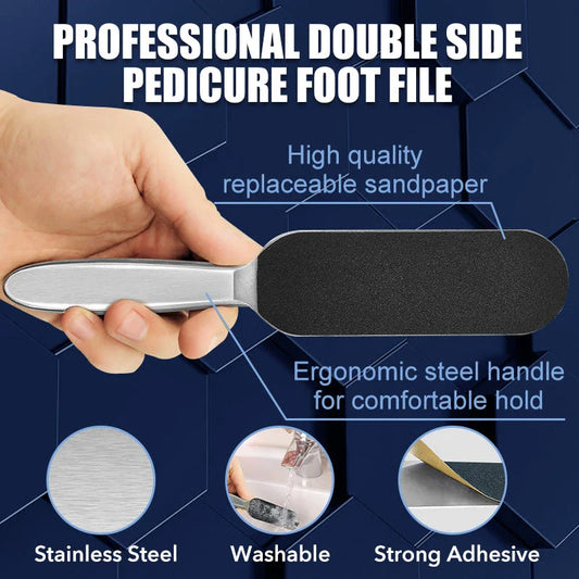 Premium double-sided stainless steel foot file for salon-quality pedicures at home