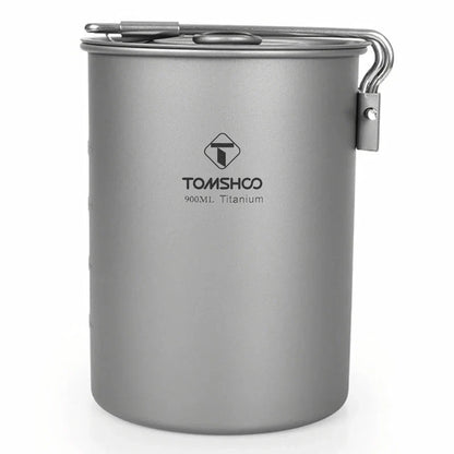 Durable titanium camping pot with lid and collapsible handle for outdoor adventures