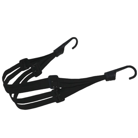 Adjustable motorcycle helmet strap made of durable nylon with secure buckles to attach to bike for safe storage