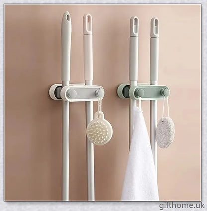 Bathroom Mop Clip with Double Hooks in Nordic-inspired Colours for Storing Cleaning Tools