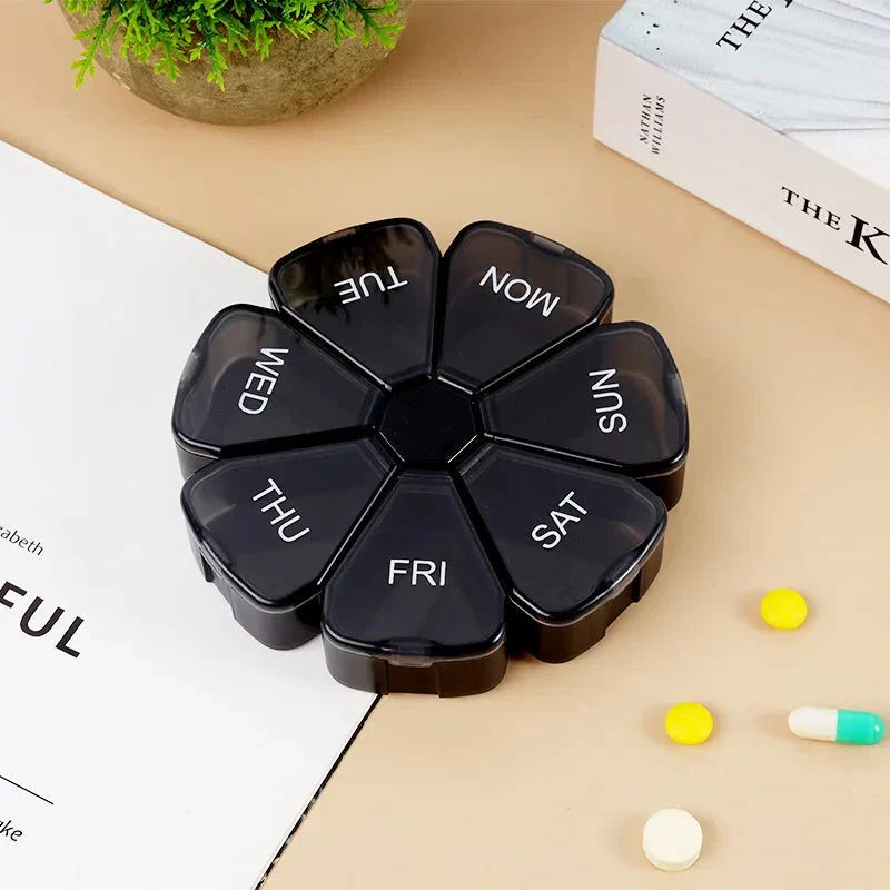 Compact 7-Day Travel Pill Organiser with Seven Individual Compartments for Medications and Supplements