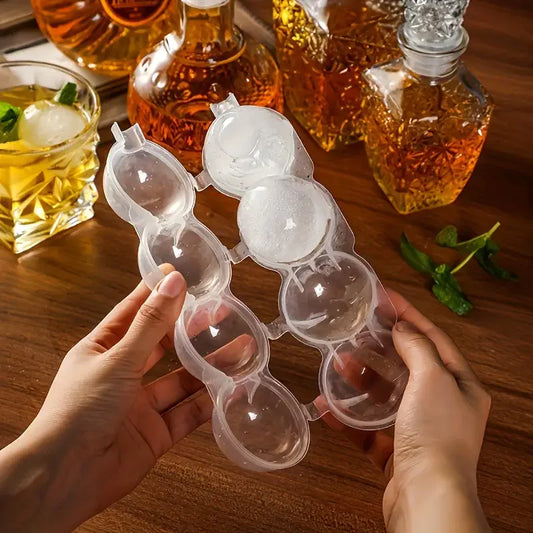 Exceptional 4-hole ice ball mould made from premium food-grade silicone and plastic for creating perfectly chilled drinks