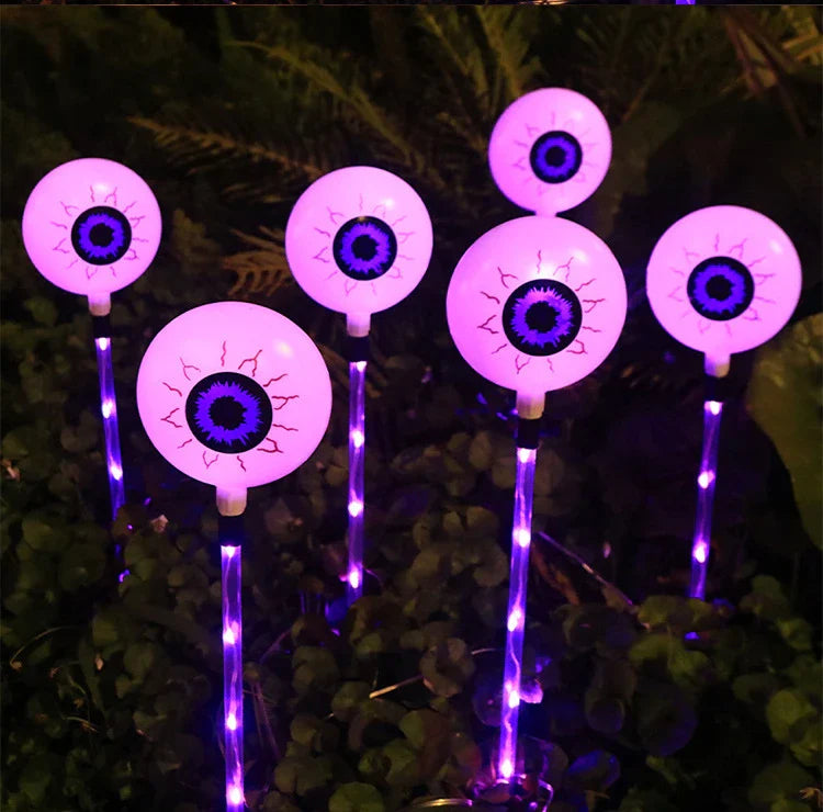 Colourful solar-powered Halloween eyeball garden lamp with weatherproof design