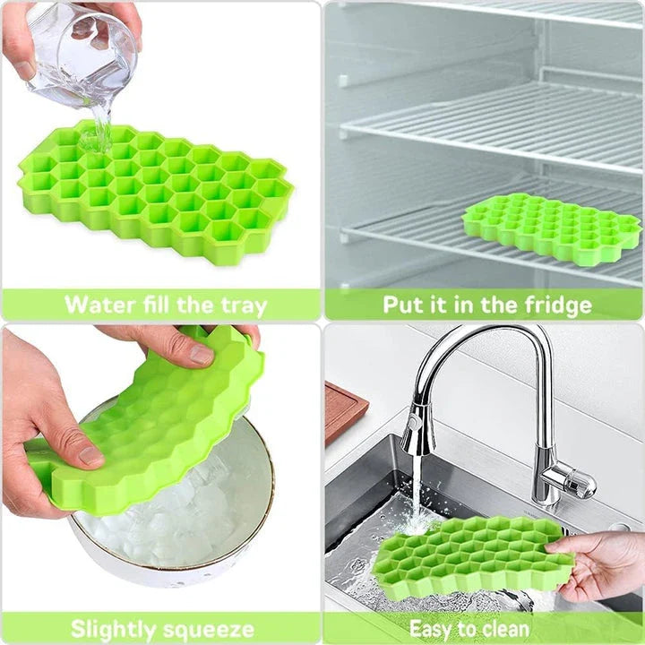 Premium 37-cavity honeycomb silicone ice cube tray for refreshing beverages in the UK