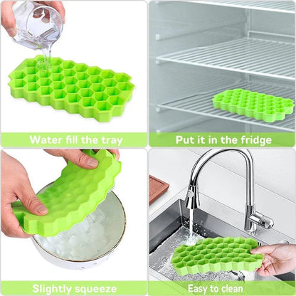 Premium 37-cavity honeycomb silicone ice cube tray for refreshing beverages in the UK