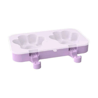 Purple silicone popsicle mould with stainless steel sticks, perfect for creating homemade frozen treats with a British flair