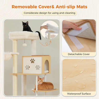 Spacious multi-level cat tree with cozy condos, hammocks, and sisal scratching posts for your feline friends