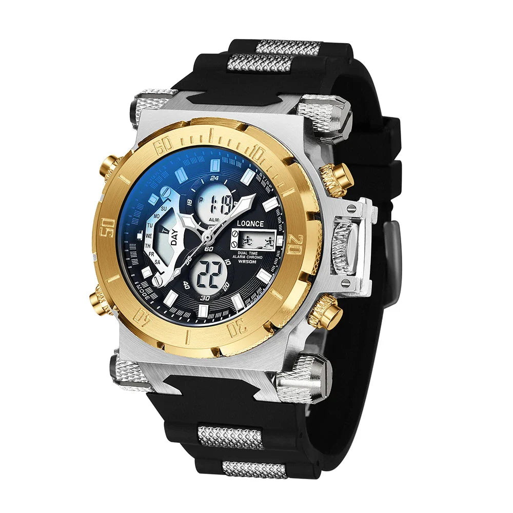 Premium chronograph watch with dual display, luminous face, and comprehensive smart features for the modern gentleman