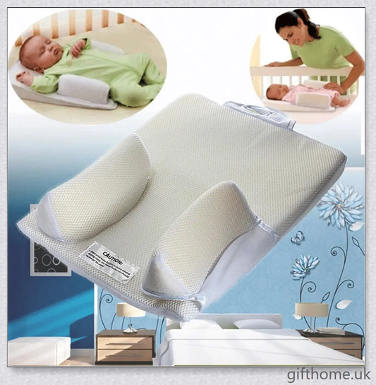Premium Baby Sleep Positioner & Anti-Roll Pillow with elevated head design and breathable mesh material