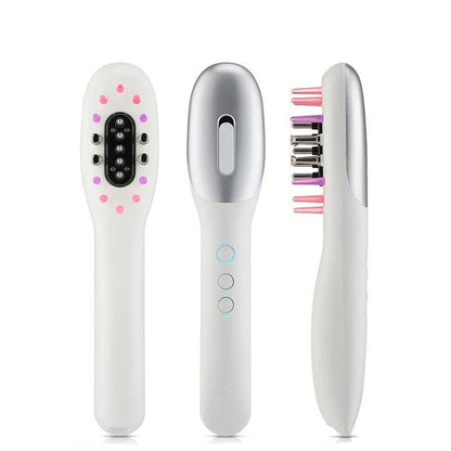 An electric hair growth comb with infrared and blue light therapy, designed to stimulate hair follicles and promote healthier, stronger hair growth.
