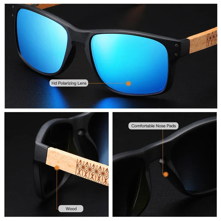 Handcrafted beechwood polarized pilot sunglasses with advanced lens features for superior comfort and eye protection